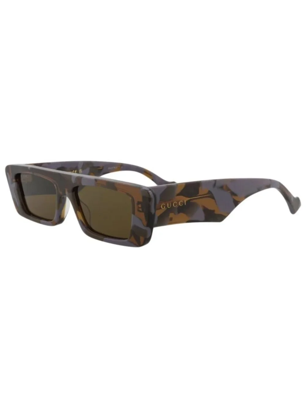 New Gucci Women's Sunglasses Square Rectangle Recycled Acetate Frame Mens Havana